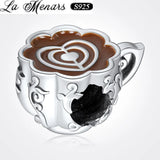 Coffee Beads 925 Silver Charms for Women Bracelet Gift
