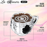 Coffee Beads 925 Silver Charms for Women Bracelet Gift