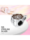 Coffee Beads 925 Silver Charms for Women Bracelet Gift
