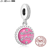 925 Silver Pink Series Charm Women Bracelet Paw Print Zircon Glaze Charm