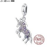 925 Silver Pink Series Charm Women Bracelet Paw Print Zircon Glaze Charm