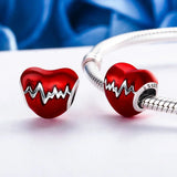 Red Heart Beads 925 Sterling Silver Wife Gift for Bracelet Necklace