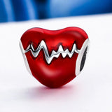 Red Heart Beads 925 Sterling Silver Wife Gift for Bracelet Necklace