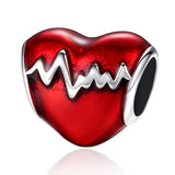 Red Heart Beads 925 Sterling Silver Wife Gift for Bracelet Necklace