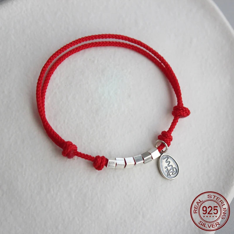 Red Thread Hand Bracelet 925 Sterling Silver Women Rope Bracelets