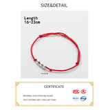 Frosted Bead Red 925 Silver Bracelet for Women