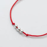 Frosted Bead Red 925 Silver Bracelet for Women