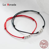 Frosted Bead Red 925 Silver Bracelet for Women