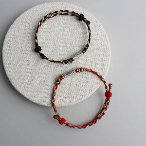 925 Sterling Silver Rope Bracelet Red Five Thread Line String Fish Bracelet