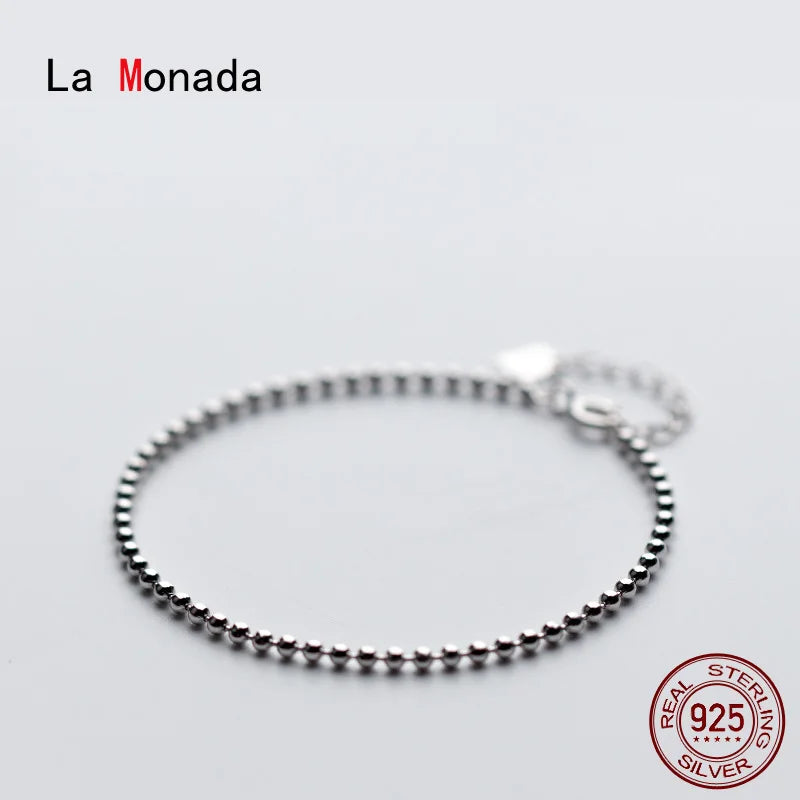 Silver Bead Ball Bracelet 925 Sterling Silver Bracelet For Women