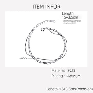Retro Layer Bracelets Silver 925 Fine Jewelry Women's Bracelet