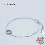 925 Sterling Silver Circle Charm Bracelet for Women Girls