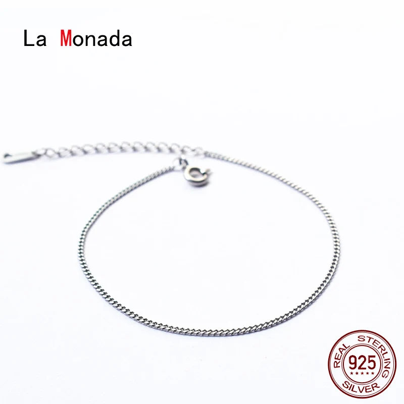 15+3cm Fine Silver 925 Bracelet for Women Chain Minimalist Sterling