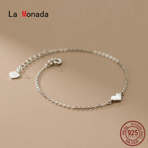 925 Sterling Silver Small Heart Bracelet for Women Fine Jewelry
