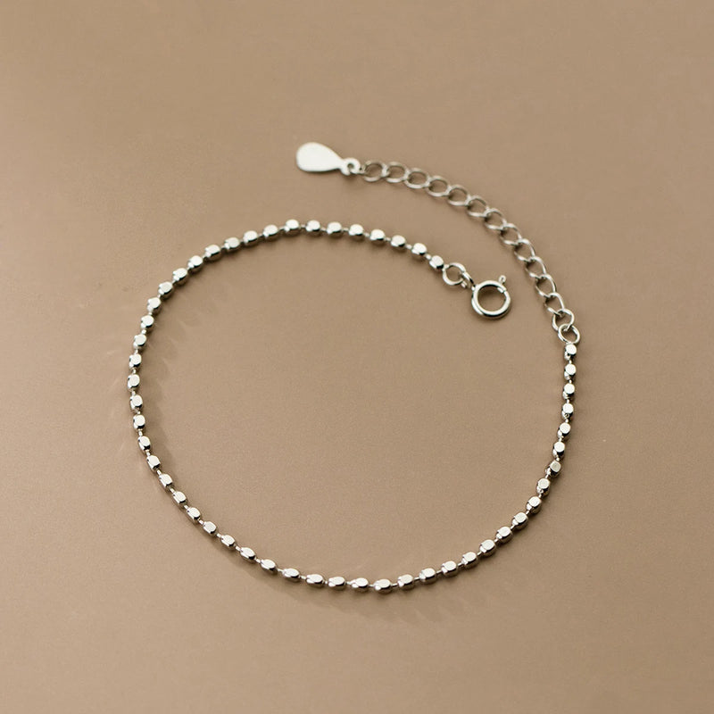 925 Silver Women's Bracelet Geometry Minimalist Bead Sterling 925