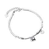 925 Sterling Silver Square Bead Heart Bracelet for Women
