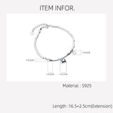 925 Sterling Silver Square Bead Heart Bracelet for Women