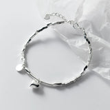 925 Sterling Silver Square Bead Heart Bracelet for Women