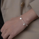 925 Sterling Silver Square Bead Heart Bracelet for Women