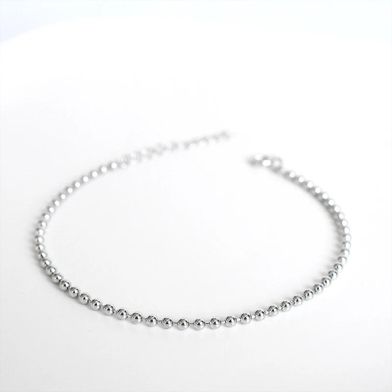 Fine Silver 925 Jewelry Bracelet Women Beads Chain Minimalist Bracelets