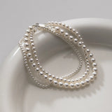 Geometry Round Pearl Sterling Silver Women's Bracelet