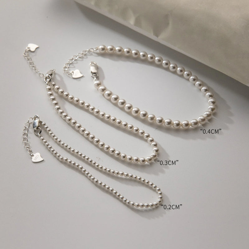 Geometry Round Pearl Sterling Silver Women's Bracelet