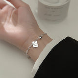 925 Sterling Silver Ball ID Card Bracelet for Women