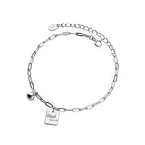 925 Sterling Silver Ball ID Card Bracelet for Women