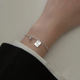 925 Sterling Silver Ball ID Card Bracelet for Women
