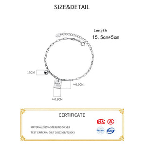 925 Sterling Silver Ball ID Card Bracelet for Women