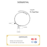 925 Sterling Silver Ball ID Card Bracelet for Women