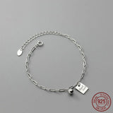 925 Sterling Silver Ball ID Card Bracelet for Women