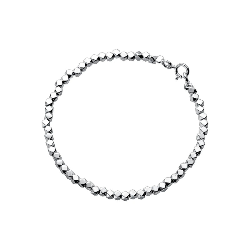 Sterling Silver Cube Bracelet for Women 925 Silver Geometry Bead