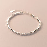 Sterling Silver Cube Bracelet for Women 925 Silver Geometry Bead