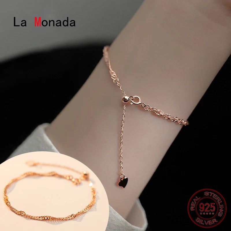 Waterwave Silver 925 Chain Bracelet for Women Girls