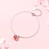 Pink Stone Cat Silver 925 Jewelry Bracelet Female Woman Minimalist Bracelet