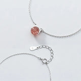 Pink Stone Cat Silver 925 Jewelry Bracelet Female Woman Minimalist Bracelet