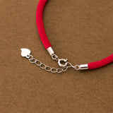 925 Sterling Silver Heart Red Rope Bracelets for Women Couple Girl