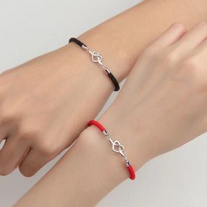925 Sterling Silver Heart Red Rope Bracelets for Women Couple Girl