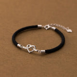 925 Sterling Silver Heart Red Rope Bracelets for Women Couple Girl