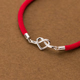 925 Sterling Silver Heart Red Rope Bracelets for Women Couple Girl