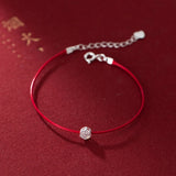 925 Silver Flower Red Rope Bracelets for Women
