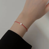 925 Silver Flower Red Rope Bracelets for Women