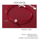 925 Silver Flower Red Rope Bracelets for Women