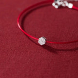 925 Silver Flower Red Rope Bracelets for Women