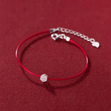 925 Silver Flower Red Rope Bracelets for Women