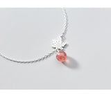 Fine Silver 925 Bracelet Chain Bead Leaf Minimalist Bracelet For Women