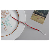 925 Rabbit 925 Sterling Silver Circle Red Rope Bracelets For Women