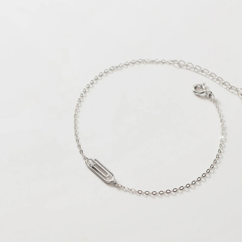 925 Sterling Silver Circle Bracelet for Women 3.5cm Paper Clip Design