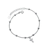 925 Sterling Silver Cross Bracelet with Match Ball Gypsophila for Women
